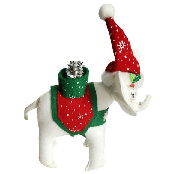 Annalee White Christmas Elephant Snowflake Hat Saddle Gift Basket 8” Retired 07 - Picture 4 of 15